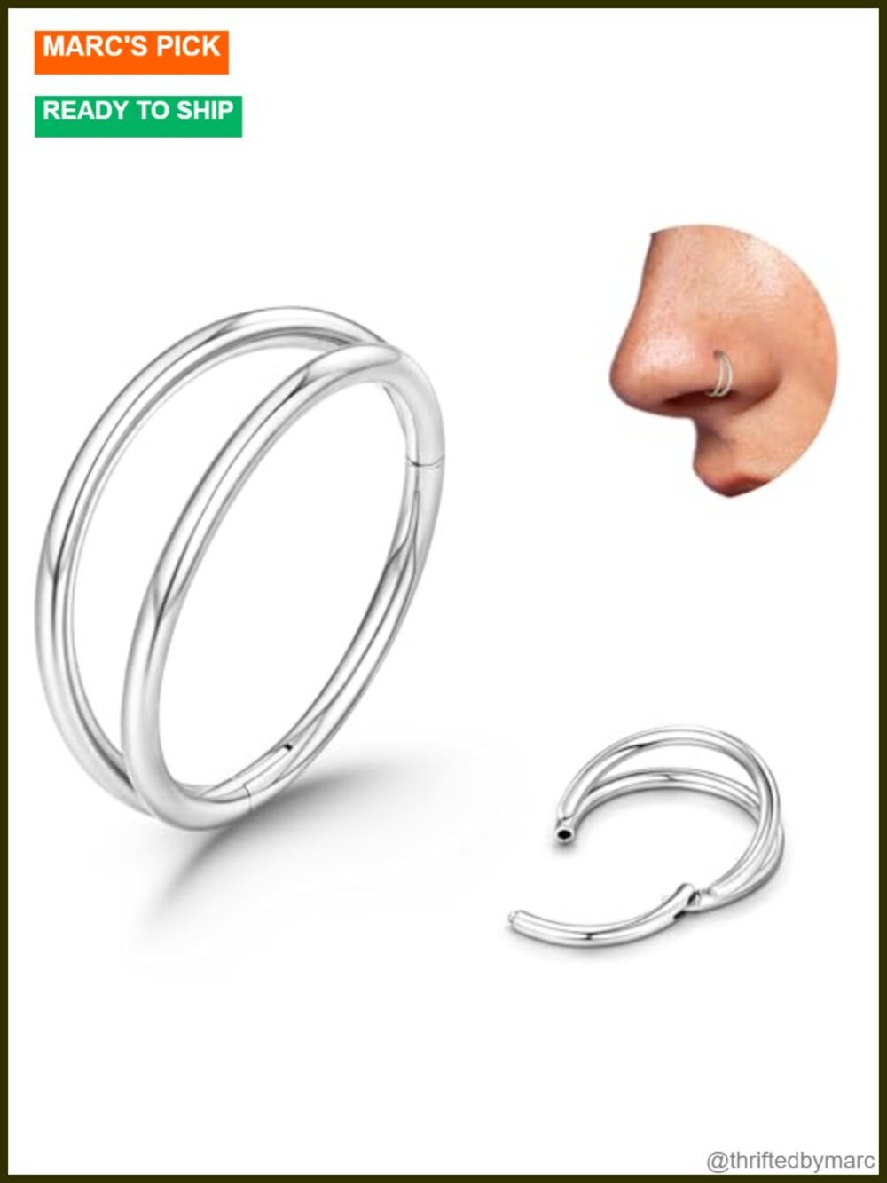 Titanium Double Hoop Nose Ring 20G 18G Hypoallergenic Piercing Jewelry 6-9mm